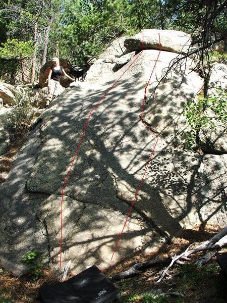 A couple of fun 5.6 lines on a shady slab.