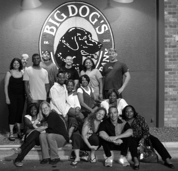 After work festivities are common practice in Vegas. Gotta love the diversity in this city!<br>
<br>
(My co-workers/friends on an awesome night out 7/25/08.) <br>
<br>
From top left to right: Angie, Ruben, Jerome, Vino, Darell, Shamika, Barrett, Deon, Pat, Shirley, Kimmy, Silia, Krissy, Stacy, Tony, and Marilyn.<br>
Great, fun people to work with, but boy, do we all need a drink, or what!? : )<br>
<br>
<br>
Viva Las Vegas!<br>
