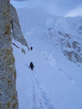 Along the traverse towards the base of the "Entrance Couloir"