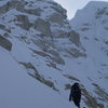 Approaching the base of the Entrance Couloir