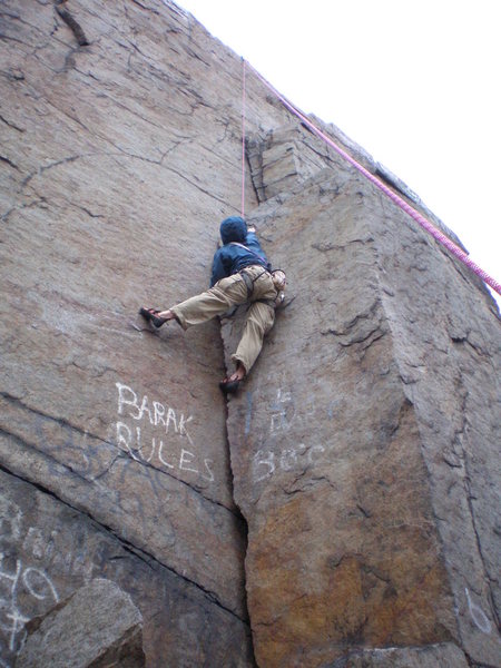 The top of the layback move.