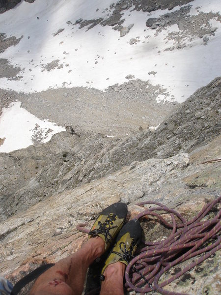 South Face of Cloudveil -- top of the crux pitch on Armed Robbery