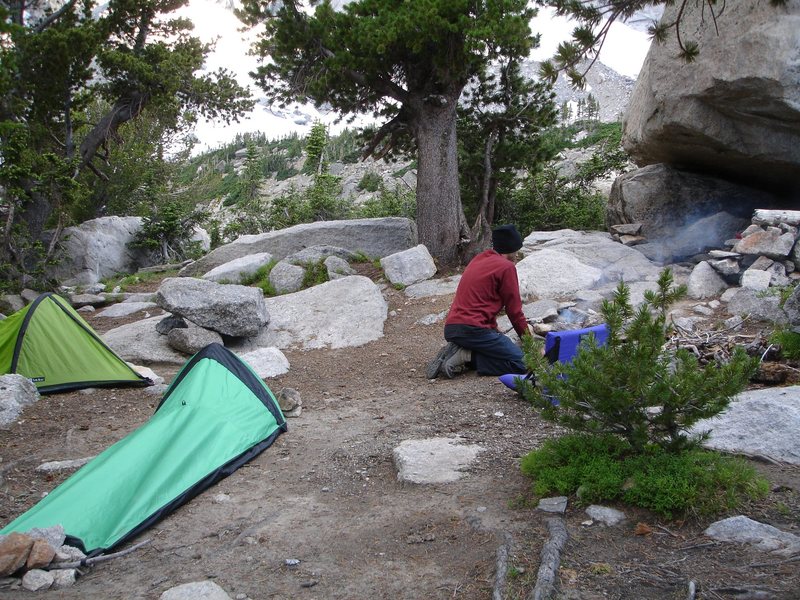 Campsite in The Winds. <br>
<br>
This was my first real backpacking trip, and I can't wait until the next one. But next time...we bring the fishing poles. Mmmm,mmm fresh trout....<br>
<br>