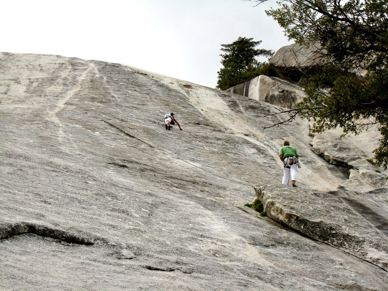 Starting the traverse on pitch one. Photo: Robs Muir