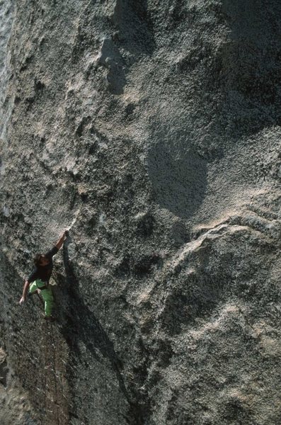 Completing the crux during the FA. Photo: Kevin Powell