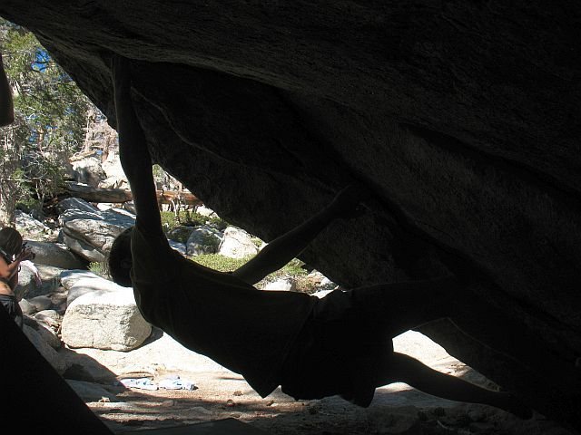 Heading for the light on Frank's Roof (V3), Tramway
