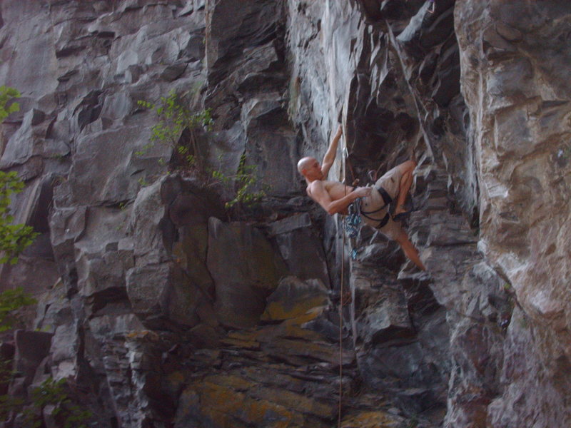 Jamie gunning for the second ascent of Mrs. Norris
