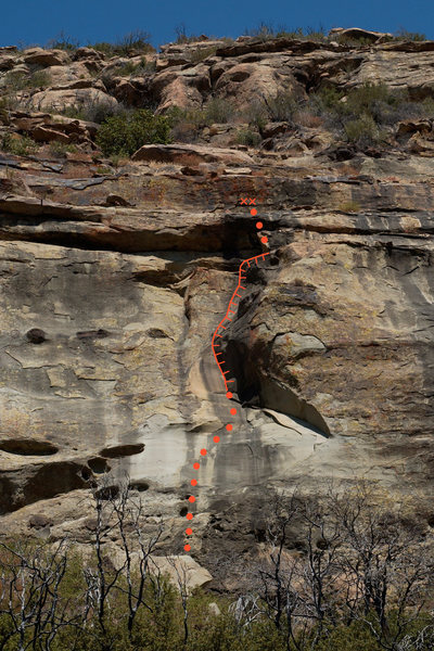 Topo for Exilis Dihedral (5.9) at Derrydale Crag.