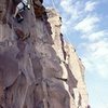 <br>
Marino Gonzales free soloing next to a perfectly functional top rope(in between routes #3 and #4 on Halladay's photo topo.)