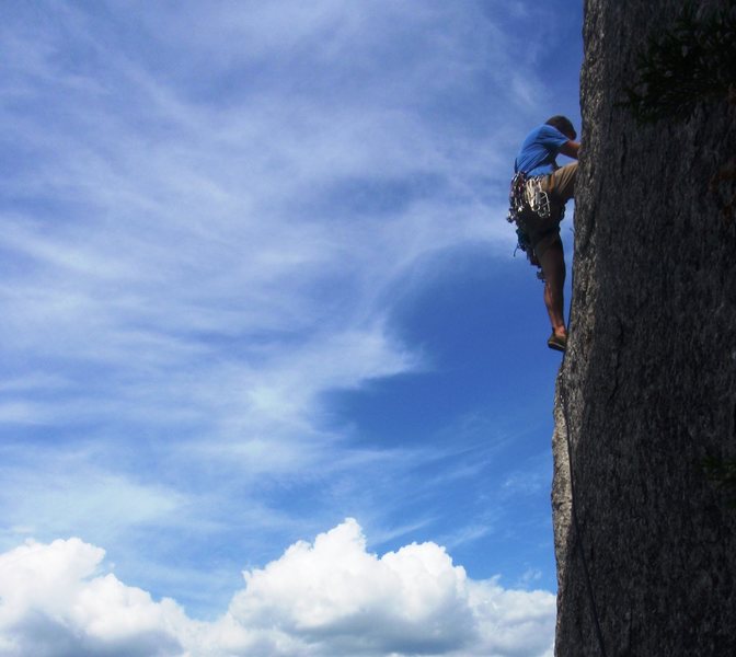 Jon leading the hand crack at the top of Jack be Nimble