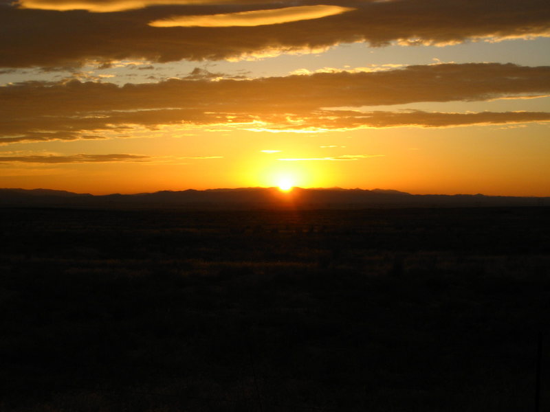 Sunrise over the Snake River Plains, looking East to the ranges of Boise National Forest.