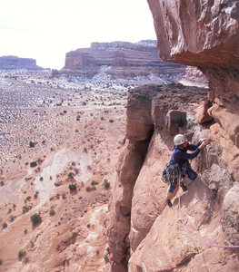 Ben on the R rated second pitch traverse.