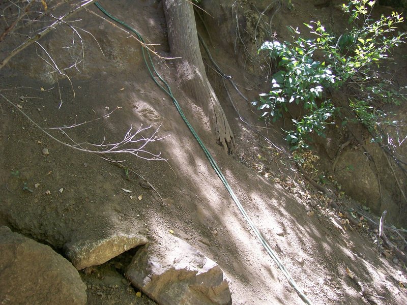Approach to Jungle Book when leaving the access road. Very steep! We rapped down.