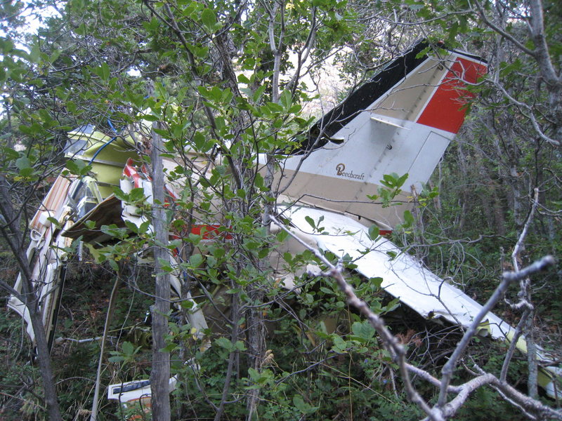 Wreckage from the June 2007 plane crash on the south side of North Peak
