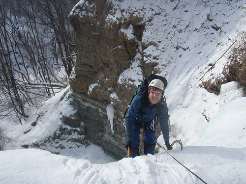 Ian finishing the tiered waterfall.