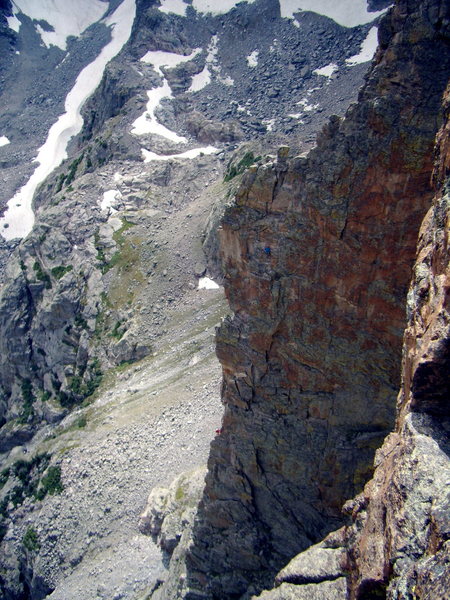 Climbers on the Petit Grepon. Taken from the Saber. Aug 31st. 2008.