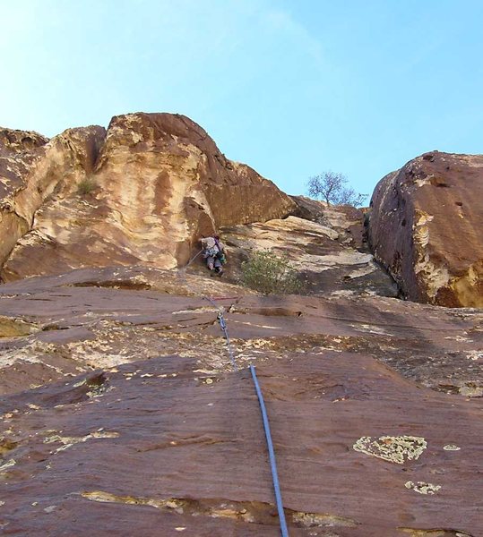 The crux slanting crack.