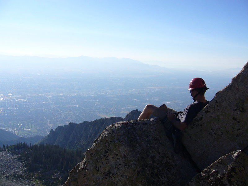 Hoskins looking at the valley from the top of the Big Willow Cirque - Giggles