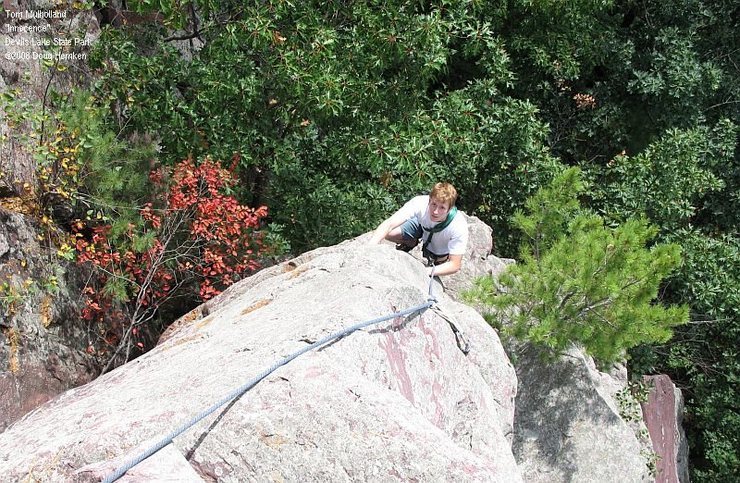 Tom Mulholland on the upper section of "Innocence," after it joins "Red Slab."