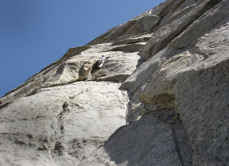 Pitch 5 with the steep stuff looming above!