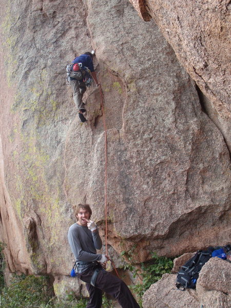 Jake paying no attention to me while belaying