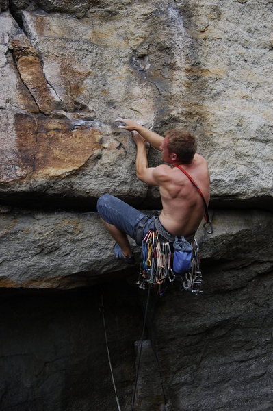 Mid crux. (climber: David Gilbert)