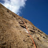 chickenhead belay at top of P2