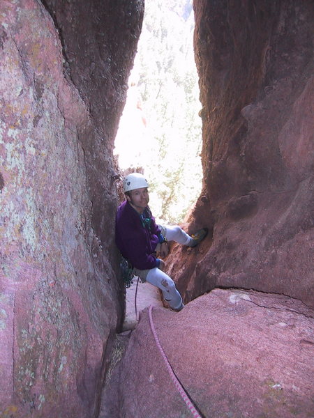 Mark belays in the notch.