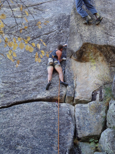 Buttchub works out the gear at the last stance for romance before engaging into the crux.