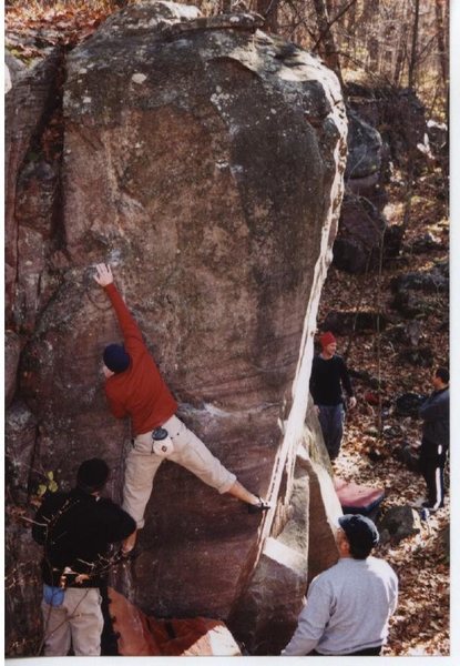 Remo climbing the west face of the amazing pillar. The south face and SE arete are two of the major classics at DLSP