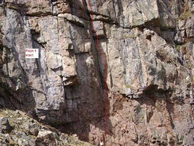 Showing the general line of the start of pitch #1. 5.10b.