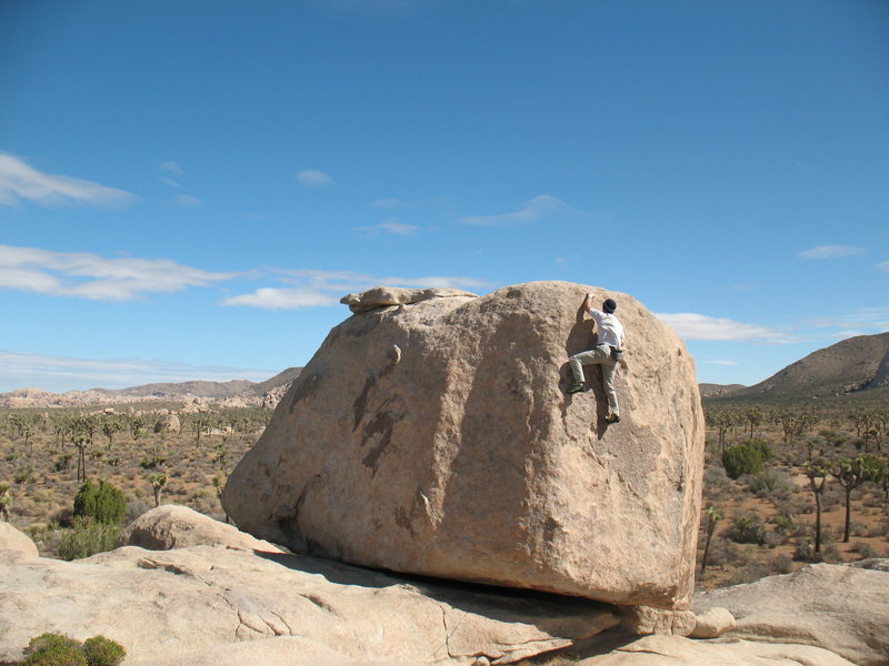 Nearing the top of Maverick (V0), Joshua Tree NP