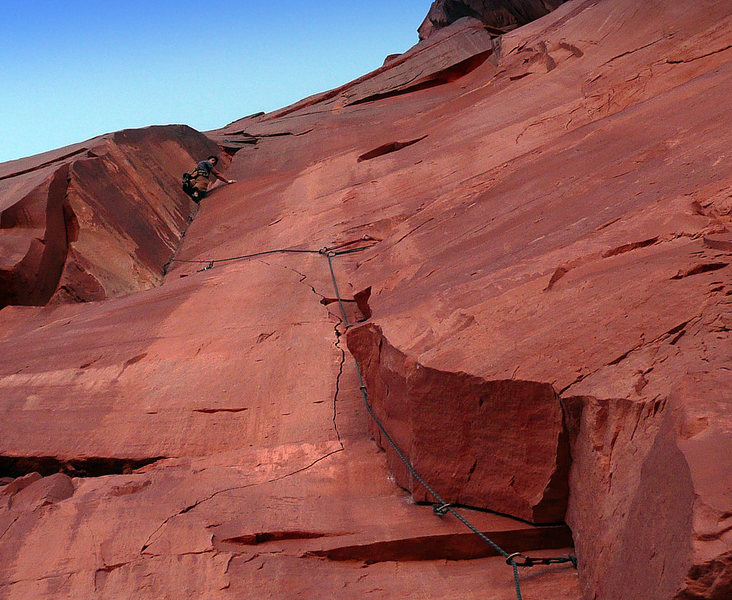 P1 of Coyote Calling. David is near the crux, which is very devious.