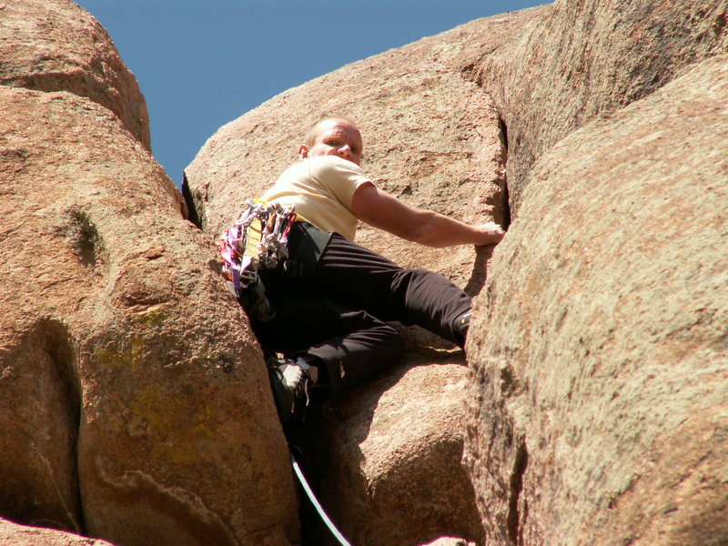 Jeff Bryan starting the chimney move at the top.