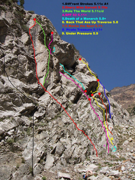 The Booty Wall topo with Diff'rent Strokes area showing