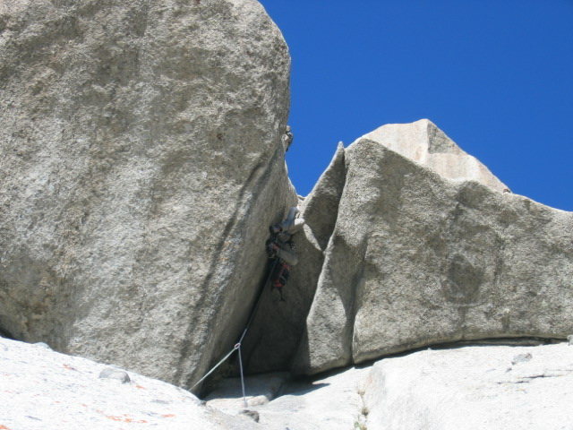 Last pitch of Spring Fever 8(+). Notice the pack being hauled below him, this is a good idea if you take on this man eater.