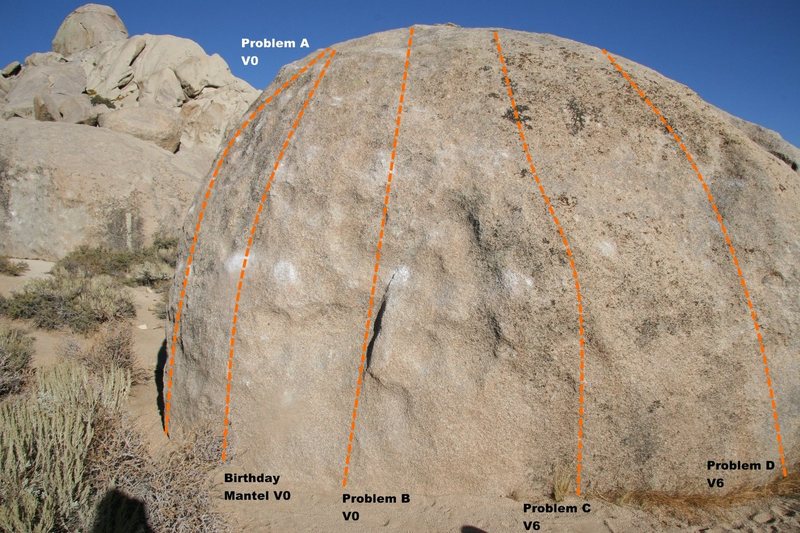 Birthday Boulder West Face Topo