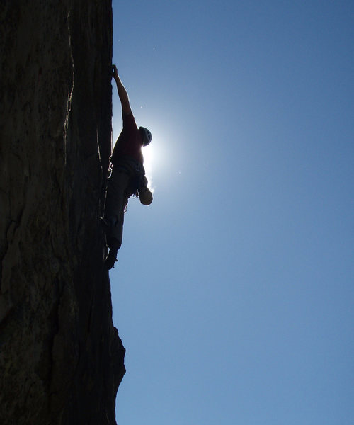 Matthew Fienup climbing at Derrydale Cliff, October 17, 2008.