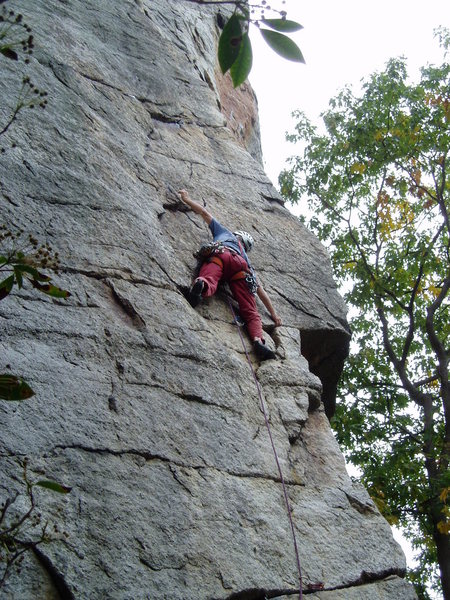 Just below the crux.