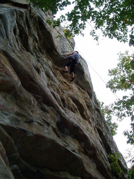 Feeling out the crux move.