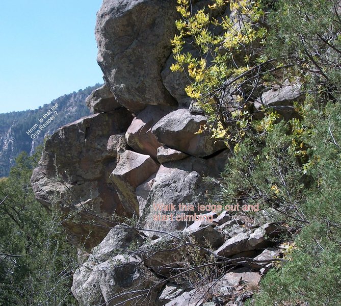 This is coming down the East end walk down showing where you walk over and start the climb.