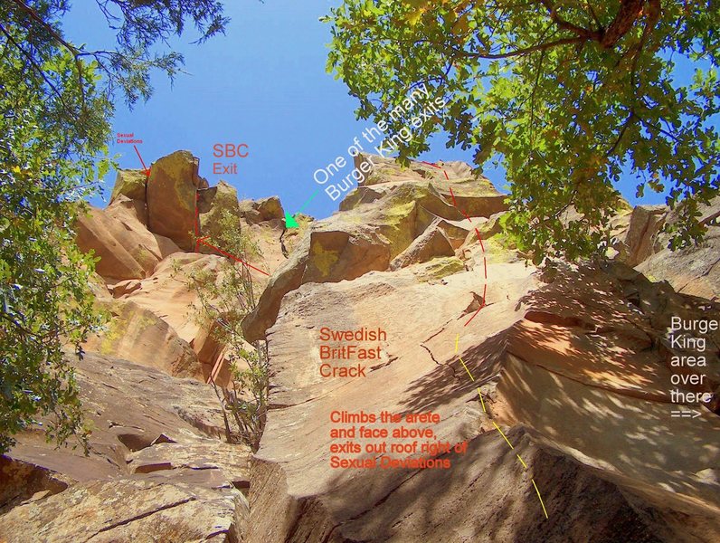 Looking up from close to the base of the Obediah finger crack.