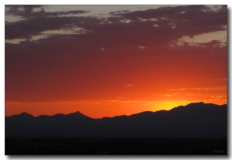 Sunset over the Whetstone Mountains as viewed from the west side of Cochise Stronghold
