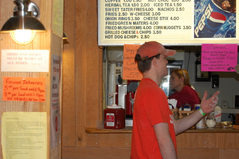 Mrs Gina Schultz, behind the counter doing her thing.
