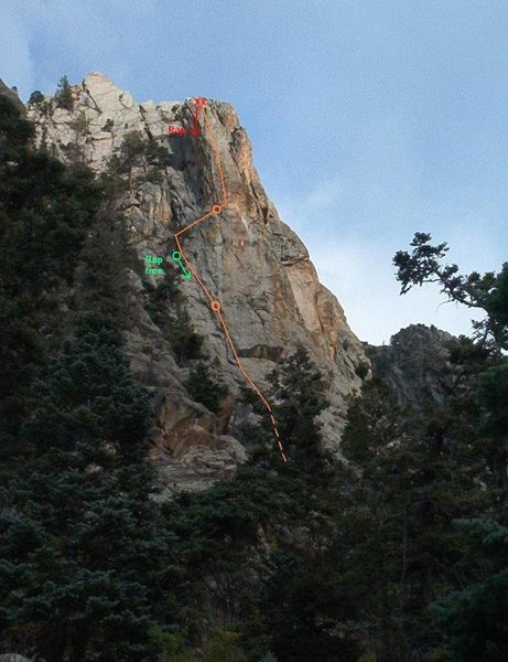 Bear Mountain Picnic Massacre (Original 5.8), The Legs, Questa Dome, NM. Sorry I couldn't frame in the beginning of Pitch 1.