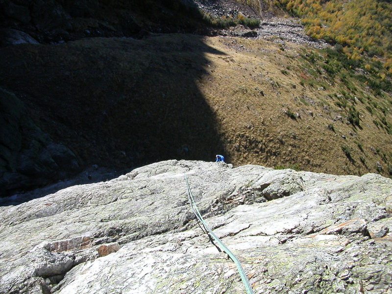 Climbing the Südkante (South ridge) route on a beautiful day in autumn. 