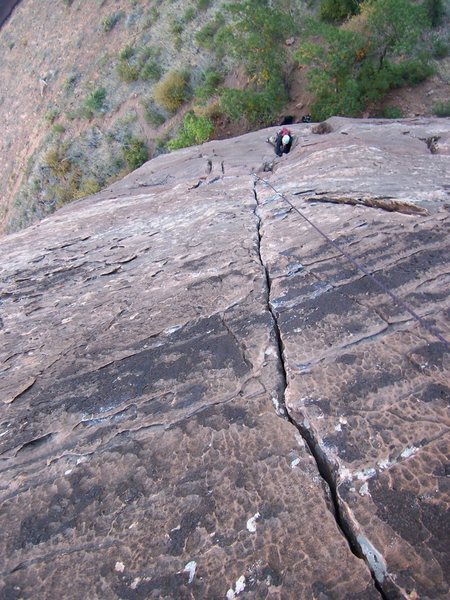 Looking down on the stellar crack on P1...