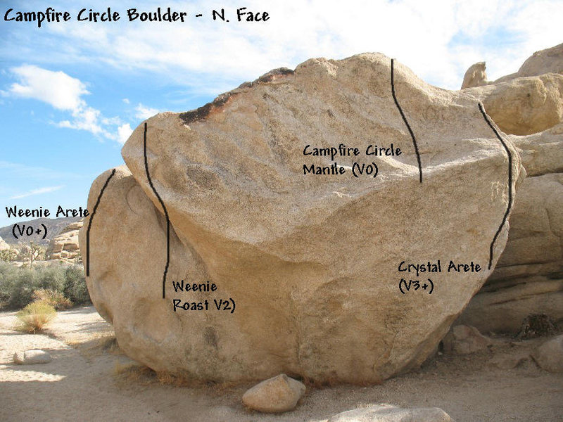Campfire Circle Boulder topo, Joshua Tree NP