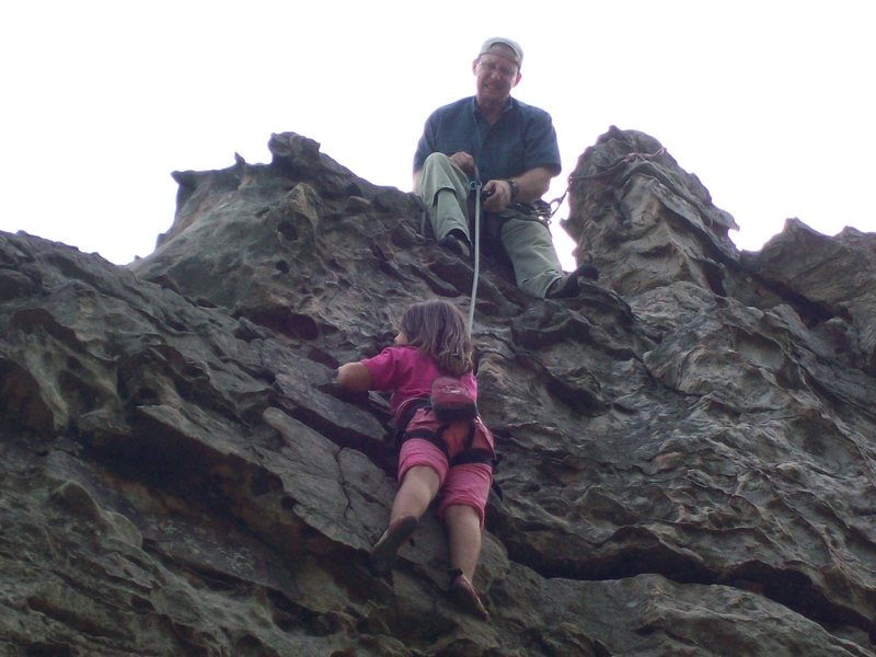 My oldest granddaughter and I ejoying a good day of climbing. Alternate Start 5.9