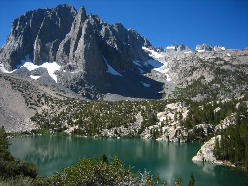A great view of Temple Crag at the top of the North Fork of Big Pine Creek in the Sierras